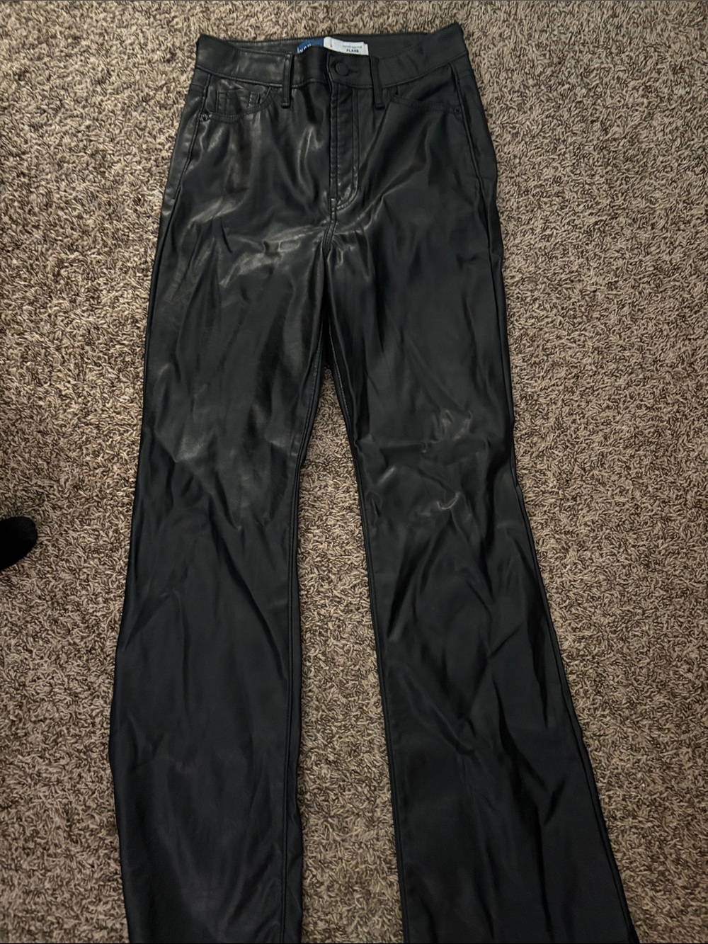 Old Navy Black Faux Leather Flare Pants